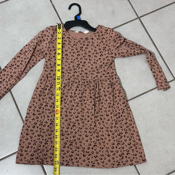 H&M Girls Long Sleeve Brown Cheetah Print Dress Size 6-7. - Picture 6 of 6
